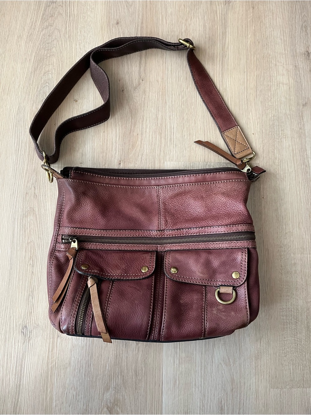 Fossil Brown Leather Crossbody Bag